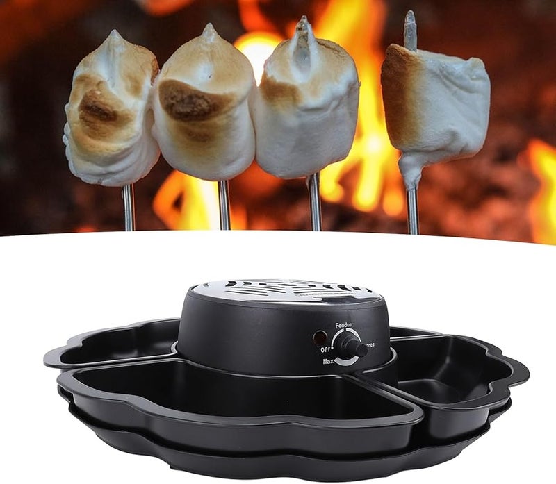 مجموعة الشواء الكهربائية من الفولاذ المقاوم للصدأ 2 في 1 لصنع سمويرز وفوندو الشوكولاتة مع أطباق التقديم - Image 2